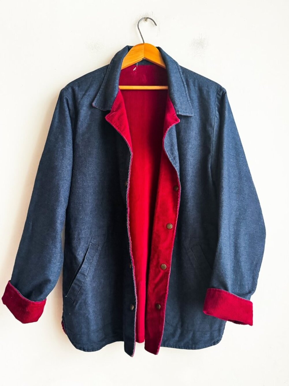Vintage LL Bean Denim Corduroy Reversible 2 in 2 Jacket L